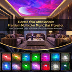 Premium Multicolor Music Star Projector with 15+ dynamic light effects in luxury living room