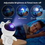 Astronaut Galaxy Projector adjustable brightness levels and timed auto-off feature