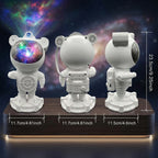 Astronaut Galaxy Projector dimensions front back and side view 23.5cm height