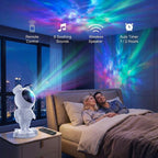 Astronaut Galaxy Projector lifestyle with remote control wireless speaker and auto timer features