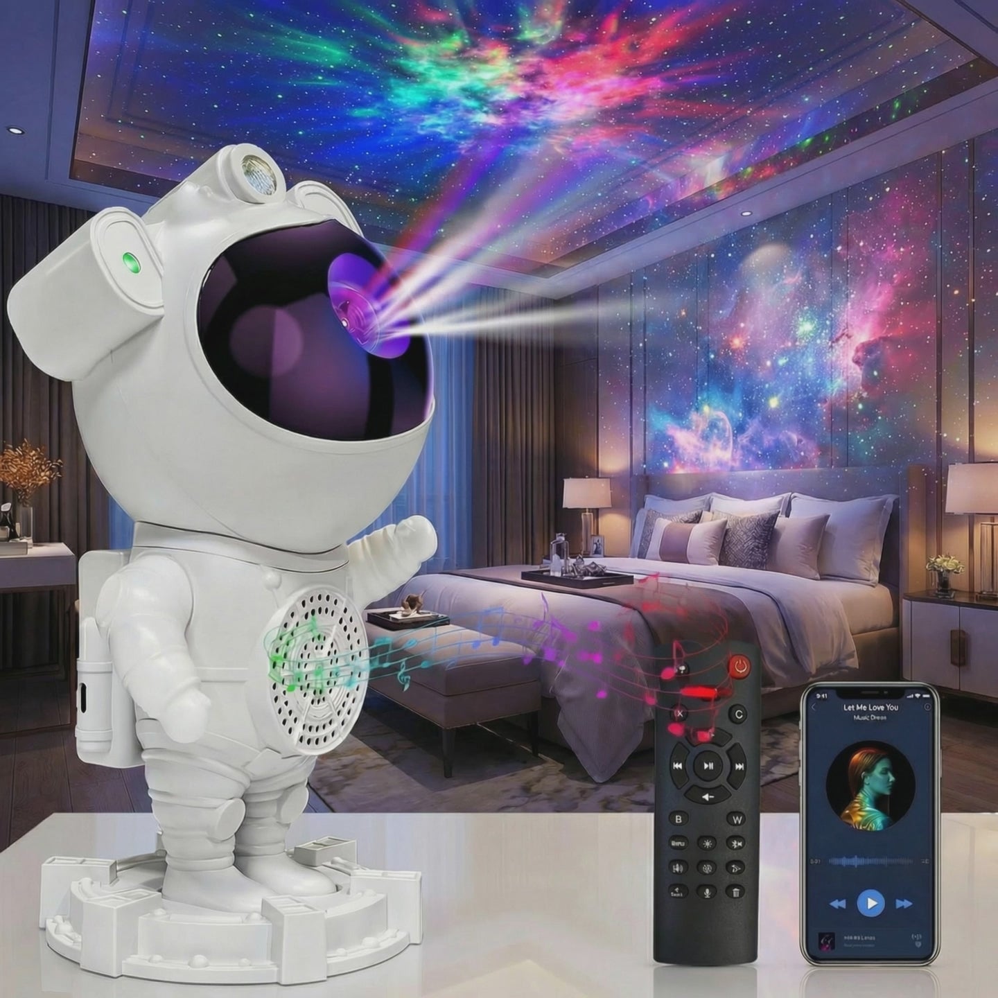 Astronaut Galaxy Projector bright changing galaxy colors demo video